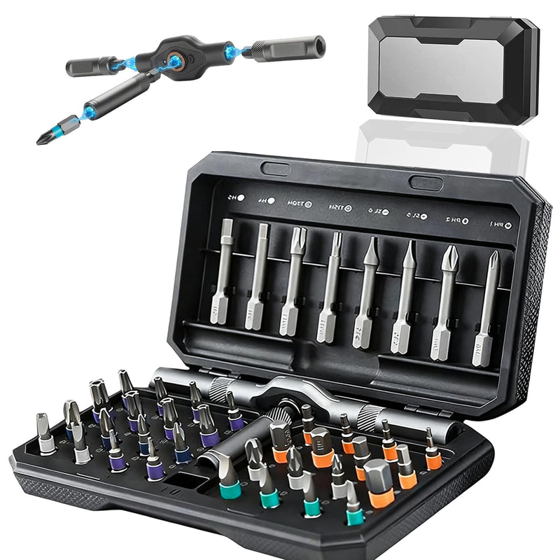 42-in-1 Magnetic Screwdriver Set, DIY Ratchet Screwdriver Set with Detachable Handle, Portable Compact Repair Tool Kit for Furniture Laptop Electronicsv Bicycle 42 in 1
