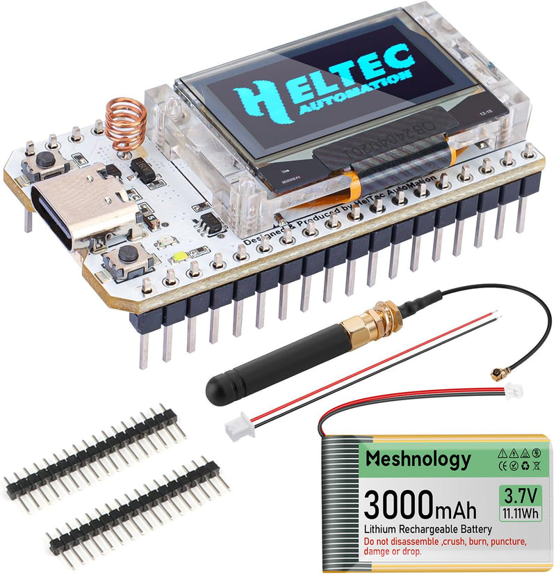 ESP32 LoRa V3 Development Board with 3000mAh Battery Set - with 823-928MHz Antenna and SX1262 LoRa V3 Devices for Meshtastic Ar duino LoRawan IOT 1 Set (Board+3000mah battery)