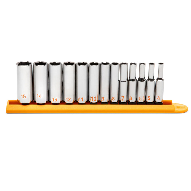 GEARWRENCH 13pc 1/4" Drive 6 Point Metric Hi-Viz Deep Socket Set | 80304H 1/4in Drive 13 Piece