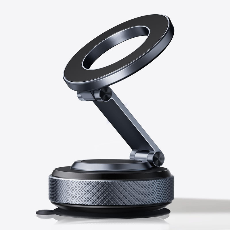 Full Aluminum Alloy Magnetic Car Mount 2025 for iPhone 17 Pro Max/16/15 [80+LBS Rock-Solid Suction & 3200gf N55 Magnet] 360° Adjustable Phone Holder for Car Dashboard/Windshield - No-Shake Stability Blue black