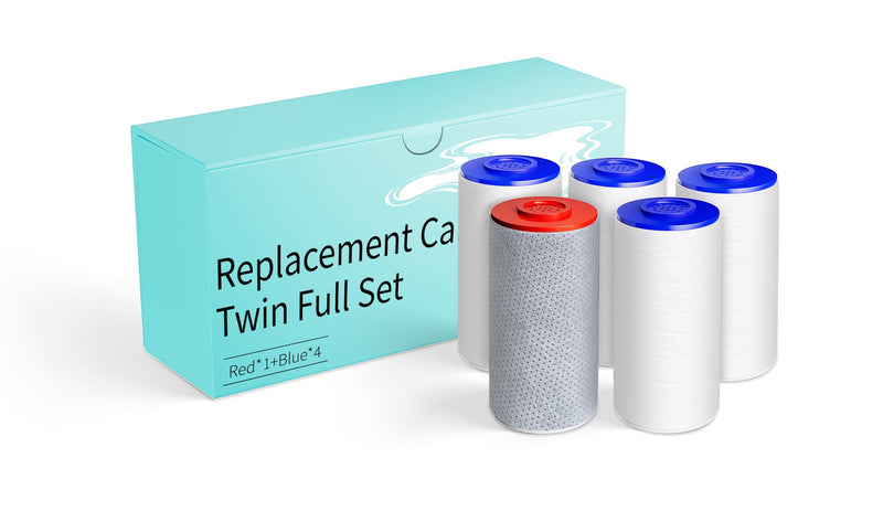 Replacement Filters for Weddell Duo Shower System - Efficient Reduction of Chlorine, Contaminants & Hardness | Enhance Skin and Hair Health with Every Shower (1Red+4Blue) 1Red+4Blue