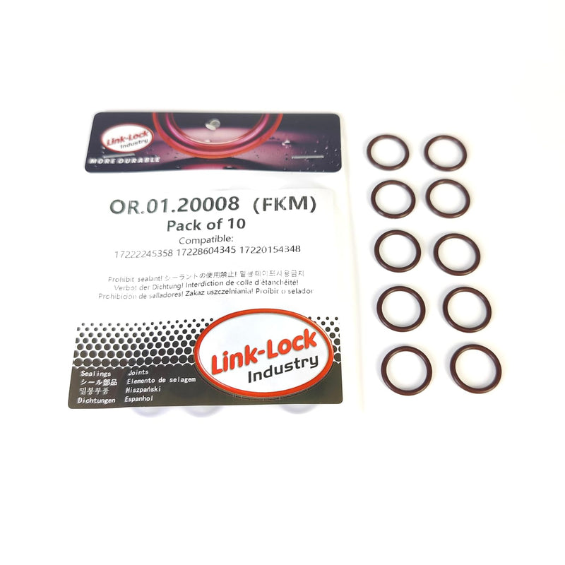 10PCS FKM Viton OR.01.20008 Engine coolant Pipe/Water Hose O-Ring 17222245358 17228604345 17220154348for BMW N54 N55 M57 S65 M47 N47 N62 M30 M60 N63 M20 S85 N73 W10 W11 W17