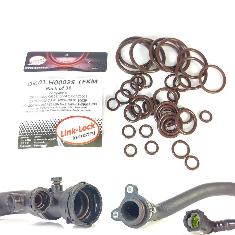 38PCS FKM Viton OK.01.H0002S Engine coolant Pipe/Water Hose O-Ring Kit 11538853284 07119907330 11427615472 for BMW N20 F10 F07 F11 F18 520I 528I 525I