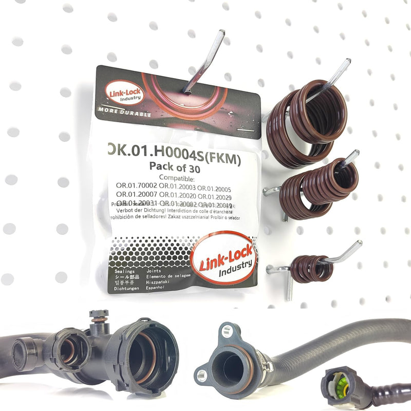30PCS FKM Viton OK.01.H0004S Engine coolant Pipe/Water Hose O-Ring Kit 17211742636 17211712354 17227581147 11537545278 for BMW N52 N51 E90 E91 E92 E93 325I 330I