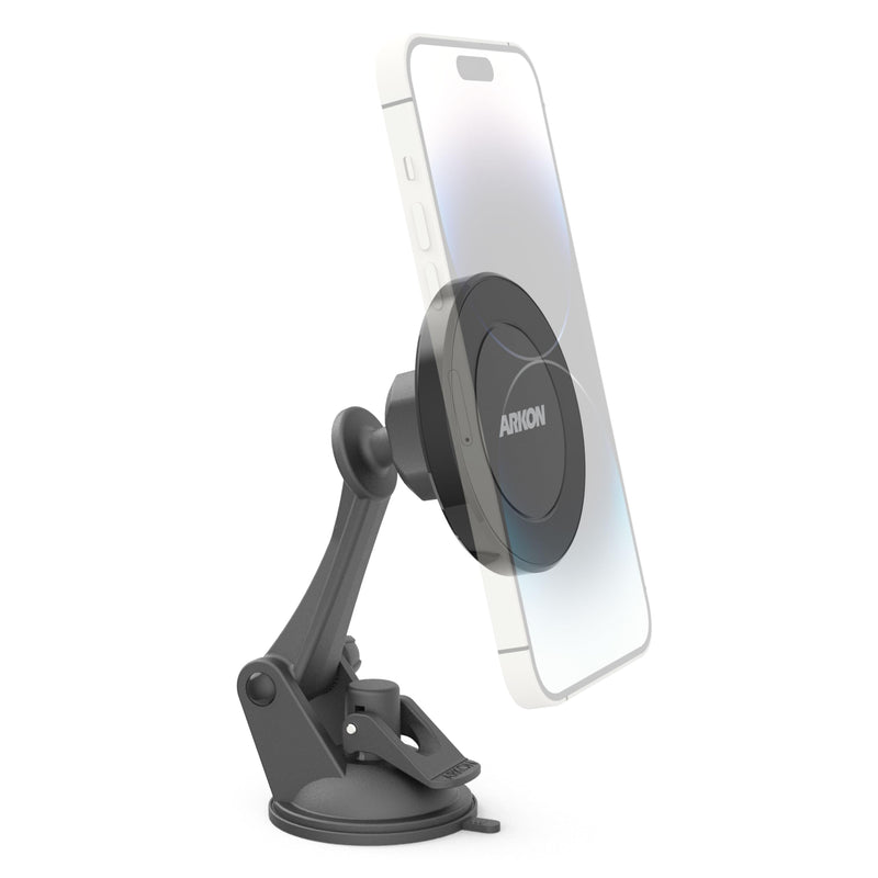ARKON Mounts Magnetic Phone Mount with Suction Mount, Strong Neodymium Magnets, Suction Mount for Windshields and Dashes, 360° Swivel for Easy Positioning, for iPhone, Galaxy, and More