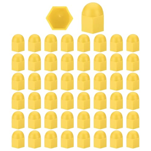 PATIKIL 50 Pcs Hex Nut Cover, M20x30x37mm Nylon Screws Bolt Covers Caps Dome Acorn Hex Head Bolt Protection Cap for Screws Nut, Yellow