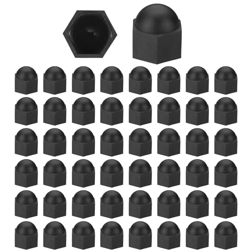 PATIKIL 100 Pcs Hex Nut Cover, M16x24x27mm Nylon Screws Bolt Covers Caps Dome Acorn Hex Head Bolt Protection Cap for Screws Nut, Black Green