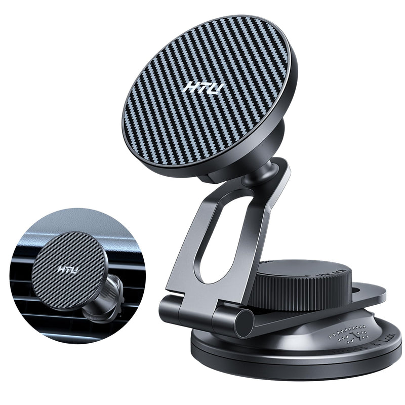 【2026 Military-Grade】 for MagSafe Car Mount【Upgraded Strongest Magnetic&Suction】 Magnetic Phone Holder Cell Stand for Phone Holders for Your Car for Tesla Truck Cradle for iPhone 17 16 15,Black Black
