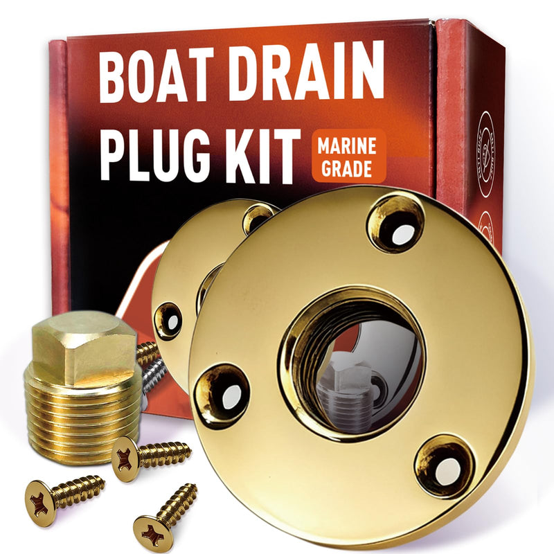 Solid Brass Boat Drain Plug Kit, Boat Plugs 1/2 Inch Fits Most Boat Hulls Bronze
