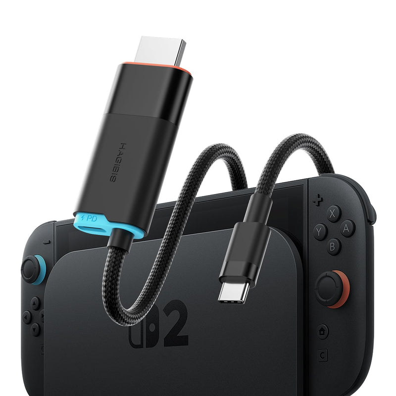 Hagibis Switch2 Dock for Nintendo Switch1/2 & Switch OLED, USB C to HDMI Cable Adapter with 4K@60Hz HDMI, 100W PD, Type-C to HDMI Adapter for Laptop, Tablet, SteamDeck, ROG Ally (Black 4K@60Hz) 6.6ft Black 4K@60Hz