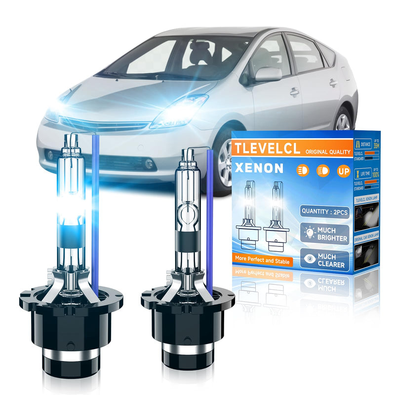Fit for Toyota 2006-2009 Prius D4R HID Xenon Headlight Bulbs, Upgraded High Low Beam 35W Bi-Xenon Light Bulb Replace, Super Bright 8000K White Blue, Plug and Play, Pack of 2 D4R-8000K