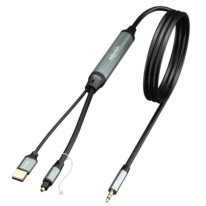 Adoreen Unidirectional 1/8" 3.5mm AUX Input to SPDIF/Toslink Output Optical Adapter Cable 10 Ft, Analog to Digital Audio Converter for Laptop PC Projector Gaming Consoles to Soundbar Amplifier 10FT 3.5mm to Optical