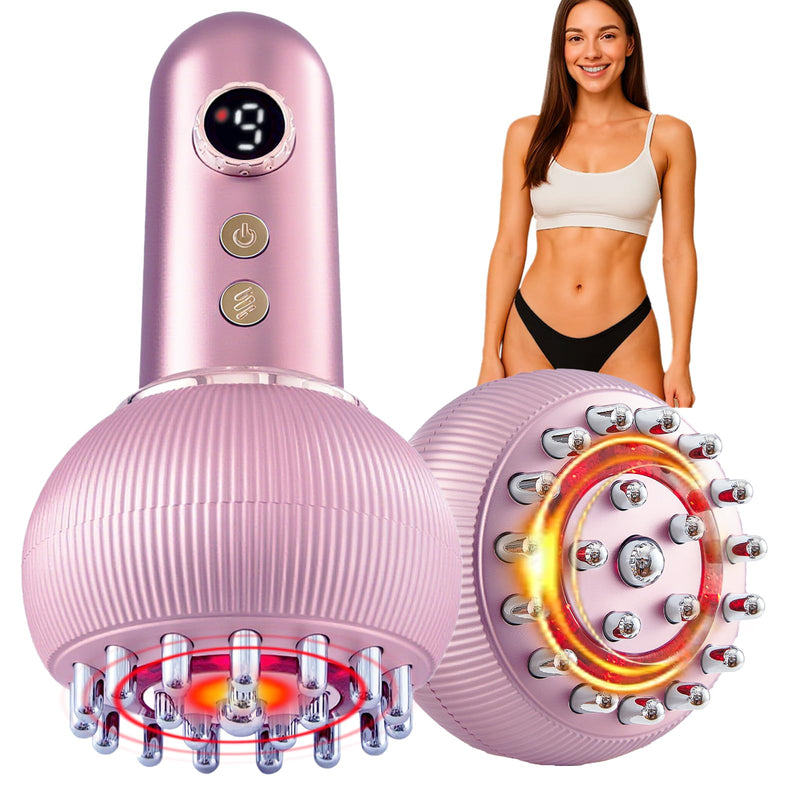 Lymphatic Drainage Massager & Anti Cellulite Massage Tool, Helps Reduce Stretch Marks & Cellulite, for Legs, Arms & Belly, Body Sculpting Machine with Microcurrent, Light, Heat & Vibration (Rose Gold) Rose Gold
