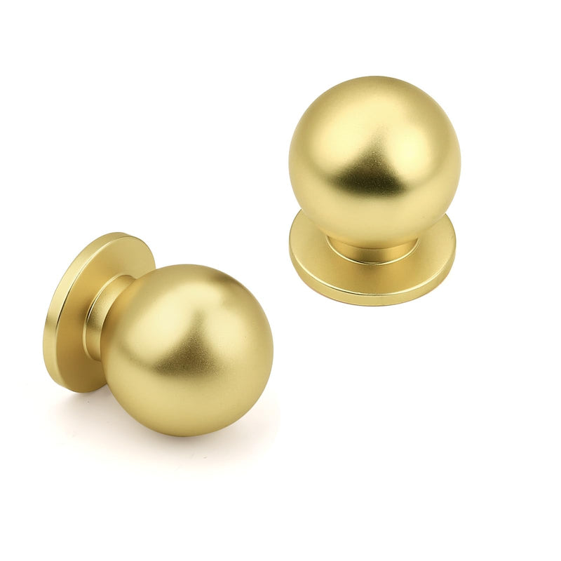 12 Pack Polished Brass Cabinet Knobs, Round Ball Gold Drawer Dresser Knobs, Solid Modern Kitchen Knobs, Diameter 1.06"(27MM) 12