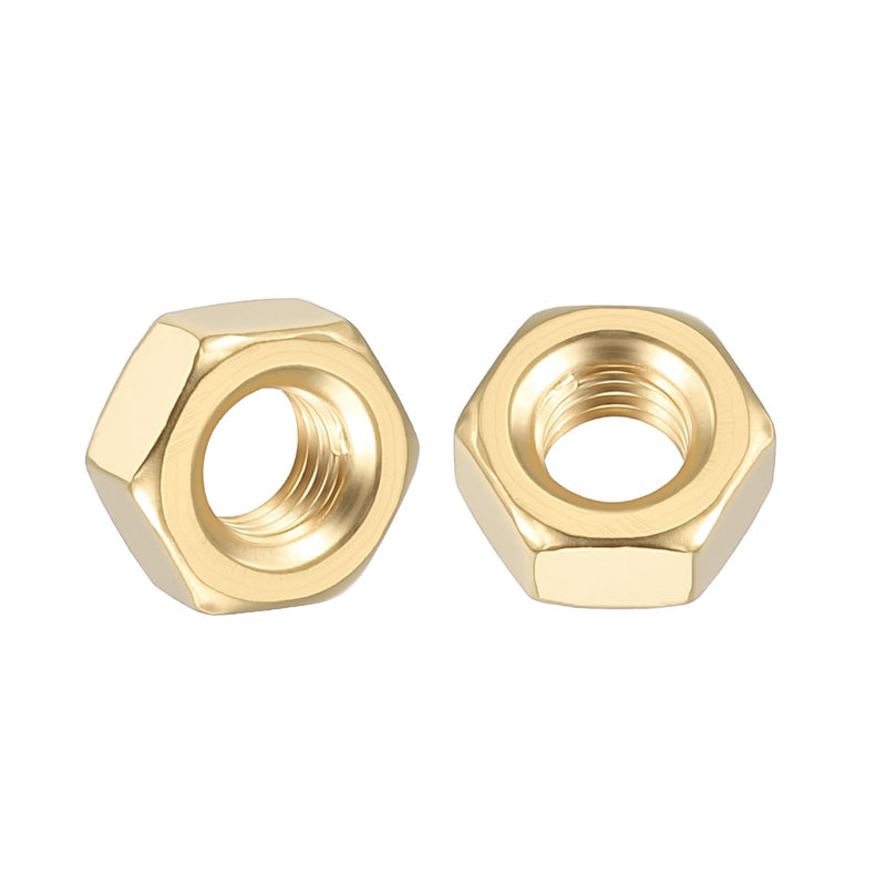 50pcs Hex Nuts - [1/4"-28] Brass Hardware Nuts for Mechanical Repair & Assembly, Electrical Fastening, Standard Fine Thread Nut, Yellow 1/4"-28 50