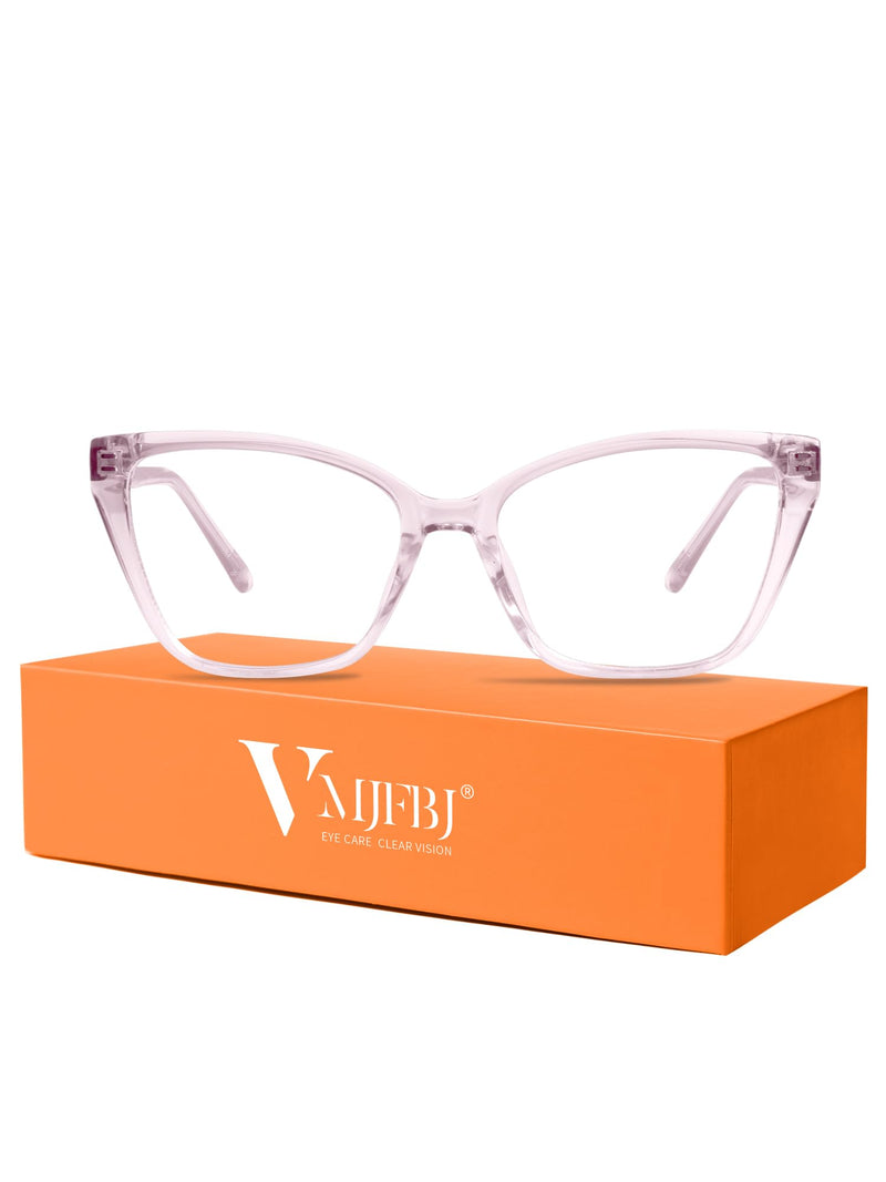 Blue Light Glasses for Woman, Fashion Cat Eye Anti Blue Light Blocking Glasses Women, TR90 Lightweight Computer Glasses for Gaming & Screen Use, Reduce Eye Strain & Improve Sleep, Pink Clear