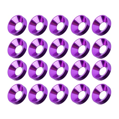 Aluminum Alloy Flat Countersunk Washers 20Pcs (Purple, M10) Purple