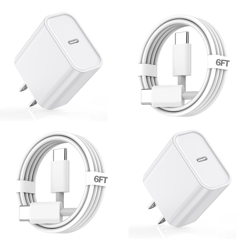 iPhone 16 15 Fast Charging,2Pack USB C Wall Charger Block Quick PD Adapter with 6Foot USB C to C Charger Cord Fast Charging for iPhone 16/16 ProMax/15 Plus/15 Pro, iPad 10/Mini 6/Air 4/5/Pro 12.9/11 2 Pack 6FT C-C
