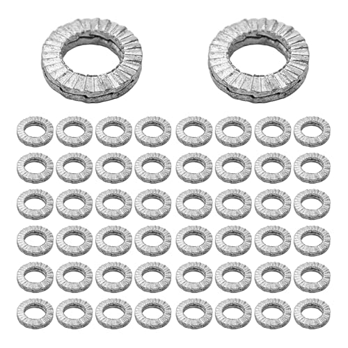 50Pcs M6 Wedge Lock Washers, Vibration Proof Manganese Steel Lock Washer Set, Anti-Loose Shakeproof Washers for Bolts, Machinery, Automotive, Quick Install, Precise Fit