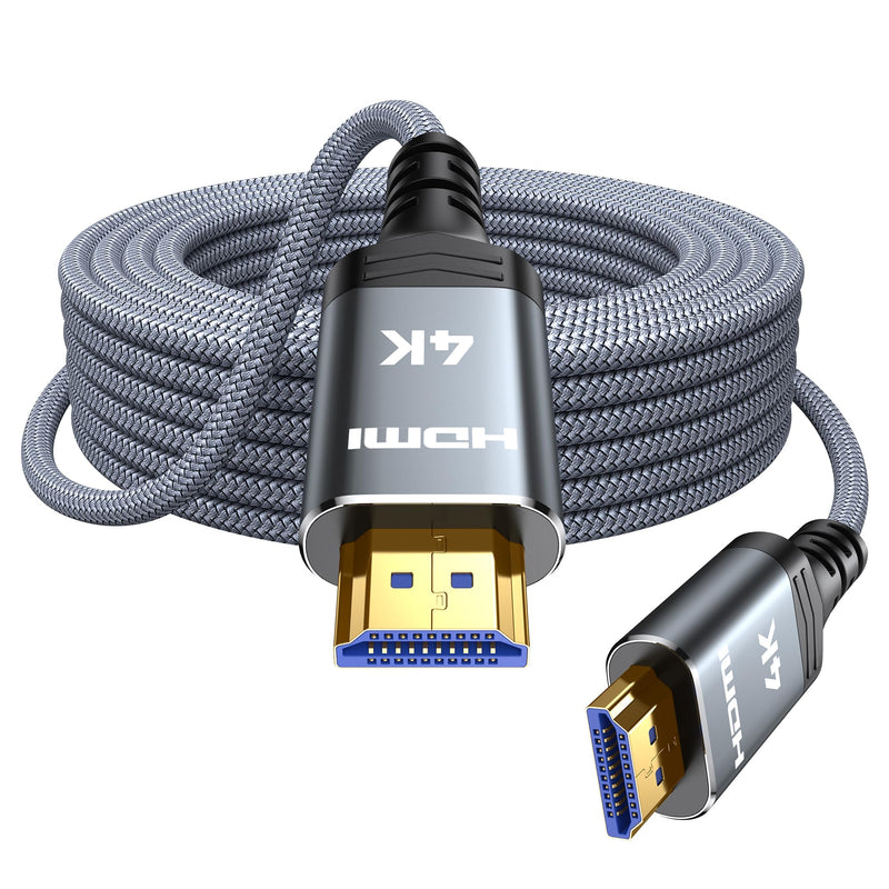 Highwings 4K Fiber Optic HDMI Cable 50FT Long - Unidirectional 4K HDR Braided HDMI Cord, 18Gbps High Speed with Ethernet/ARC, 3D, HDCP 2.2, ARC, Compatible for PS-5/4/3/4K HDTV/Streaming Media 50 feet 4K@UHD-1 Pack Grey