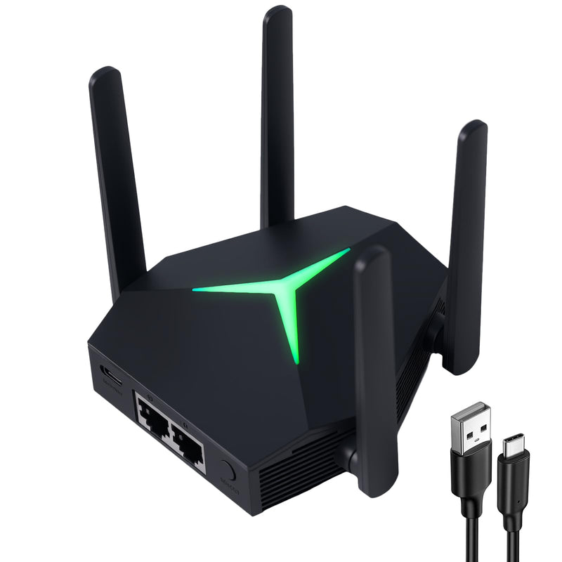 2025 AC1200 WiFi Range Extender, USB Dual Band 5GHz/2.4GHz WiFi Repeater with 3 Modes & 2 Ethernet Ports Cover up to 12000 Sq.ft, EX004 Internet Signal Booster for Whole Home, Plug and Play (Black) Black