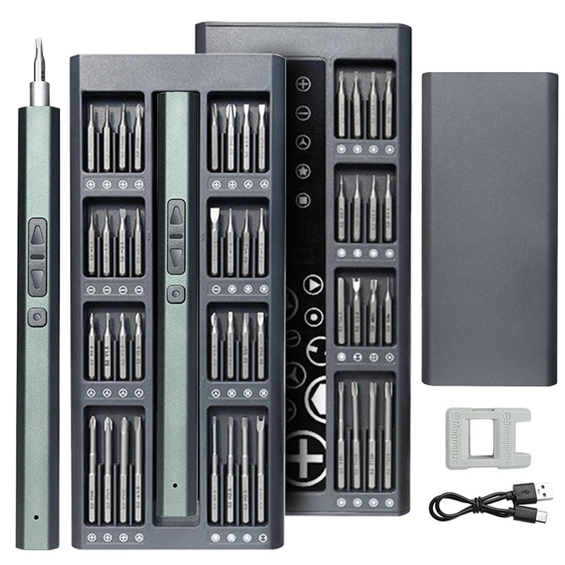 EFAITHFIX Mini Electric Screwdriver, 66 in 1 Precision Screwdriver Set Rechargeable Cordless Precision screwdriver Kit 64 Magnetic Bits Power Portable Repair Tool with LED Light for Phone Laptop Watch