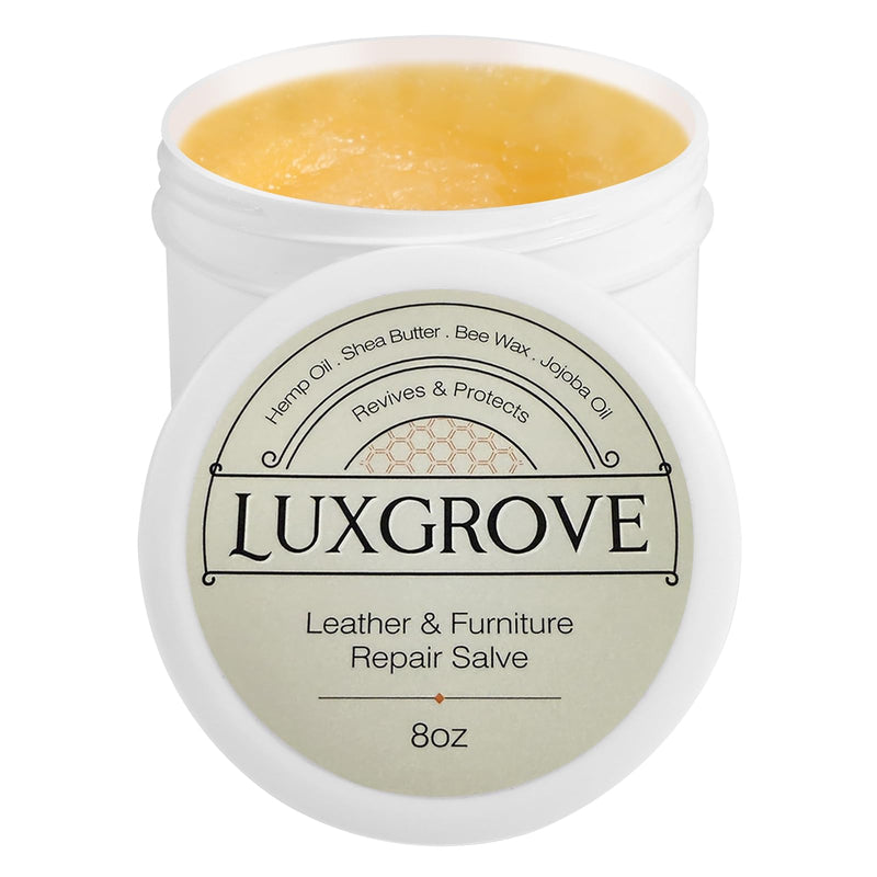  [AUSTRALIA] - LUXGROVE® Leather & Furniture Repair Salve- Polisher, Leather Cleaner and Conditioner for Furniture - UV Protectants Help Prevent Cracking or Fading, for Car Seat, Couch, Shoe, Purse, Boot - 8oz 8 Ounce (Pack of 1)