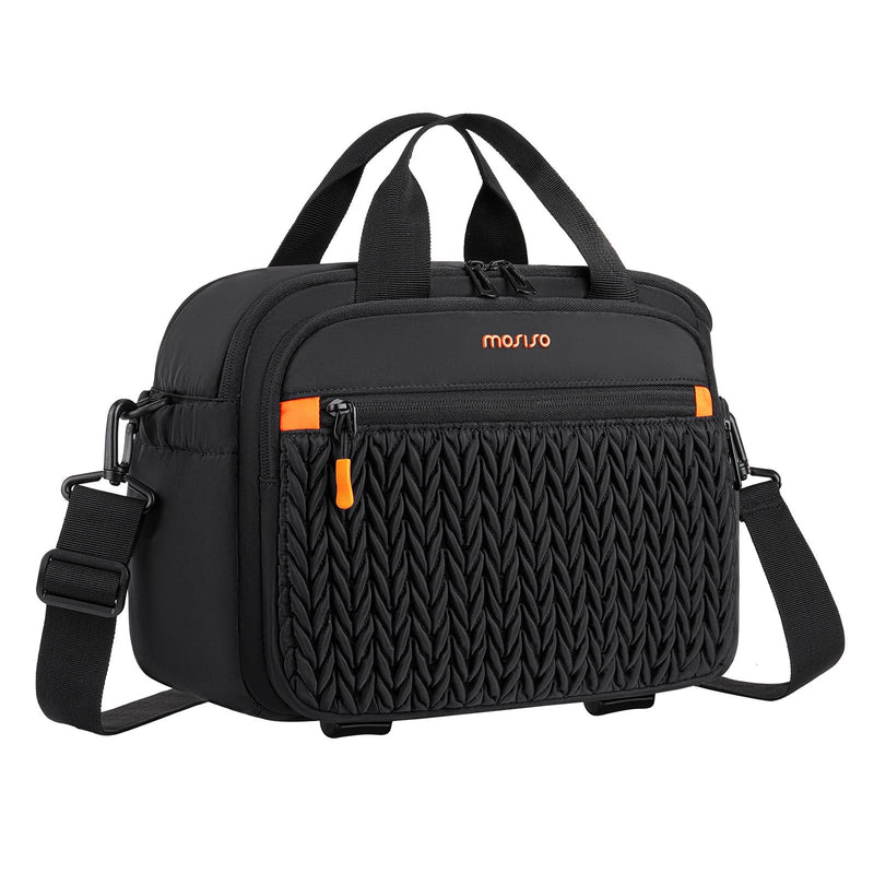 MOSISO Camera Bag, DSLR/SLR/Mirrorless Photography Shoulder Bag, Black | Wheat Ear Quilted Padded Camera Case with Rain Cover & Bottom Tripod Holder Compatible with Canon/Nikon/Sony
