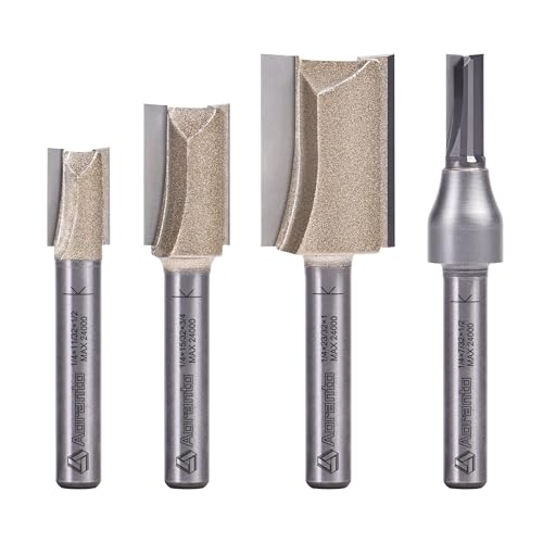4 Pieces Undersize Plywood Dado Bits 1/4" Shank, Straight Router Bits Cutting Diameter: 7/32", 11/32", 15/32", 23/32", Useful for Routing Accurate Grooves in Undersized Plywood 4 Bits Set - 1/4" Shank