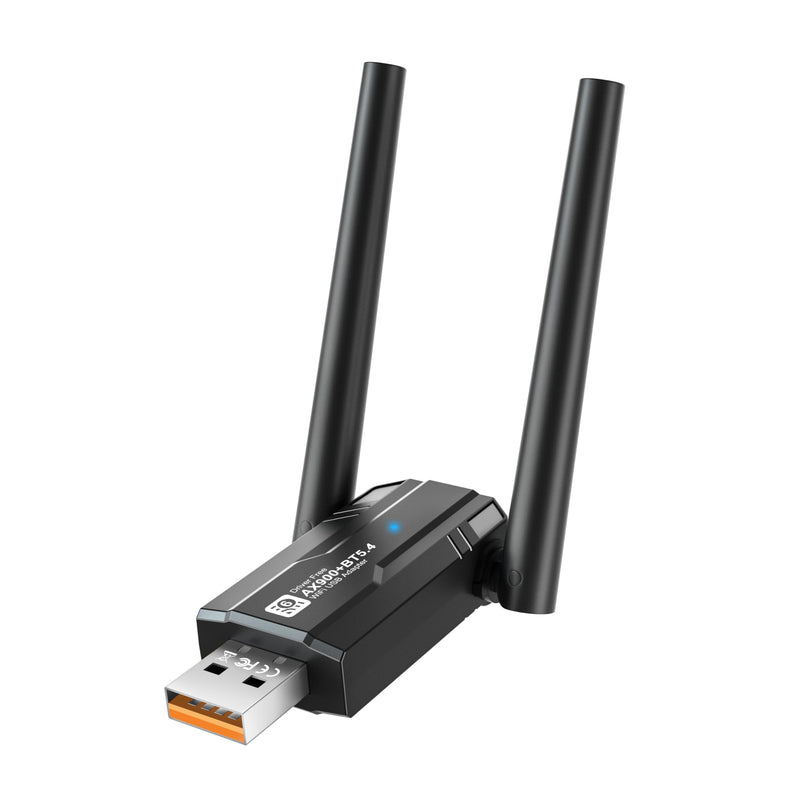 USB Wireless Network Adapter for PC/Laptop, AX900Mbps USB WiFi 6 Adapter Supports 2 x 5dBi Antenna Supports Bluetooth 5.4 Dual Band 2.4/5GHz, 802.11ax, WPA3, Supports Windows 11/10/8.1/8/7