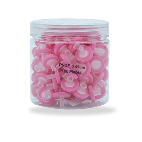 100Pcs 13mm,0.45um Hydrophobic PVDF Syringe Filter,Made by Polyvinylidene Fluoride,100 Pcs/Pack