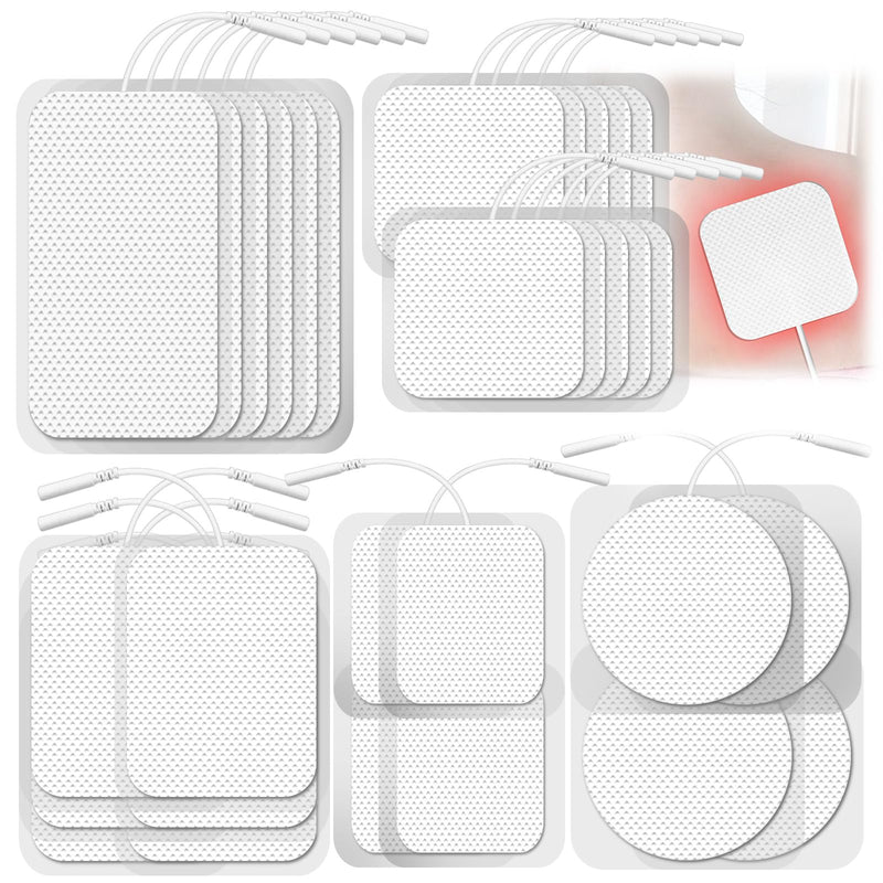  [AUSTRALIA] - TENS Unit Electrode Pads 30 Pcs, 2.0mm Pin Replacement Pads Compatible with Auvon, TENS 7000-5 Assorted Sizes Reusable Self-Adhesive Electrodes for Muscle Stimulator Pain Relief