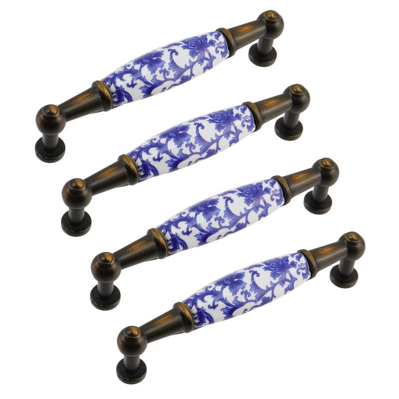Mcredy Cabinet Pulls Ceramic Porcelain T Dresser Drawer Pull Handles with Screws for Wardrobe Closet Kitchen Hardware, 4 Packs Type-3