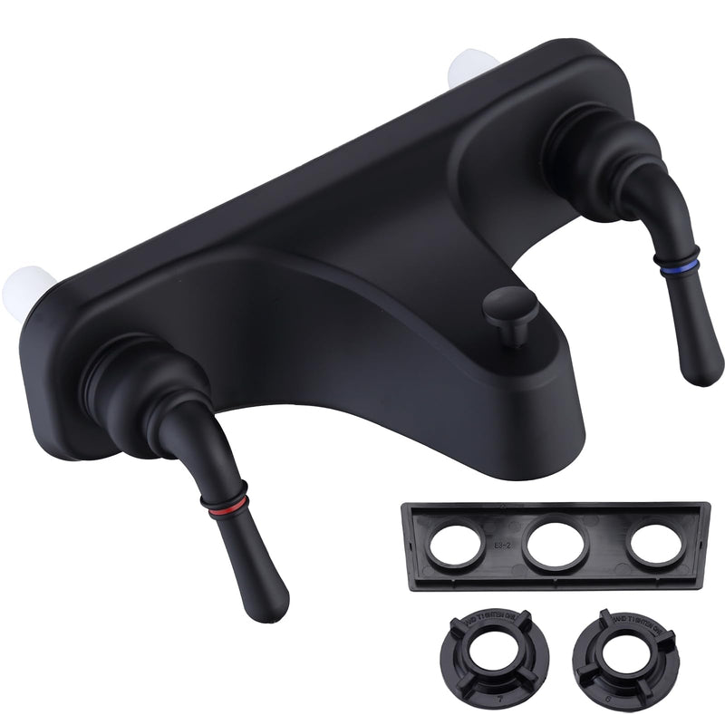 Tub/Shower Faucet 8" with Diverter for RV/Mobile Travel Home, Economical Two Handle Classic Shower Faucet Center-Set (Black) Black