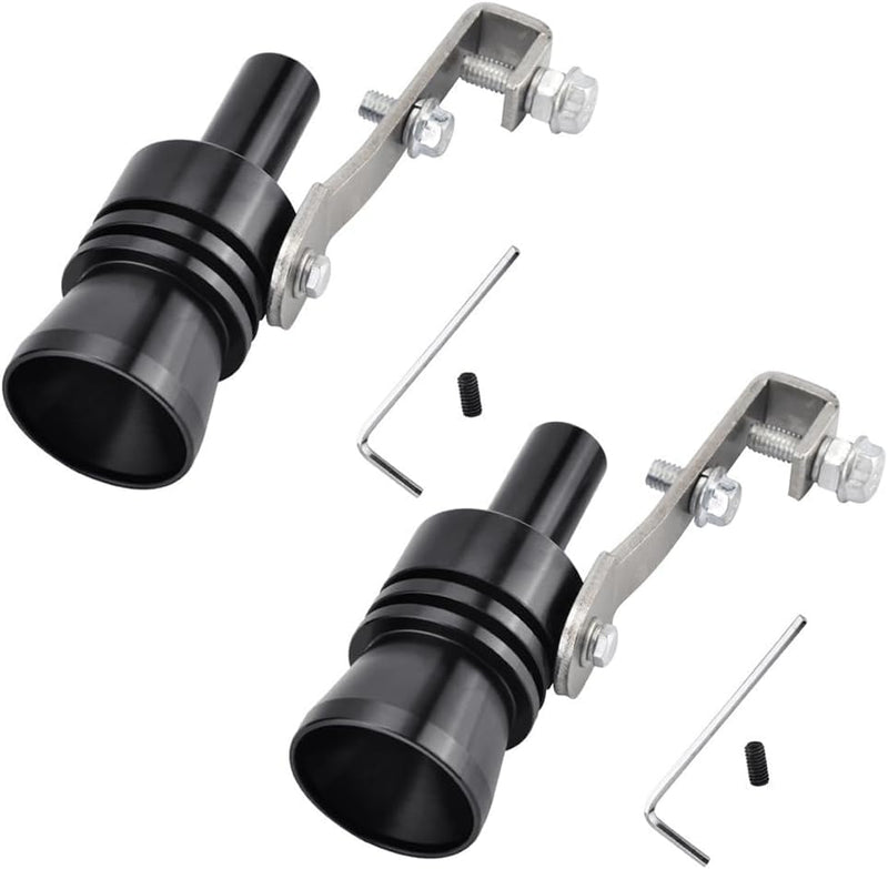 2Pcs Turbo Sound Whistle Simulator, 4.2 x 0.9 Inch Car Turbo Whistle, Aluminum Turbo Sound Whistle Exhaust Muffler Sound Booster, Black Universal Car Roar Maker Tail Pipe Whistle