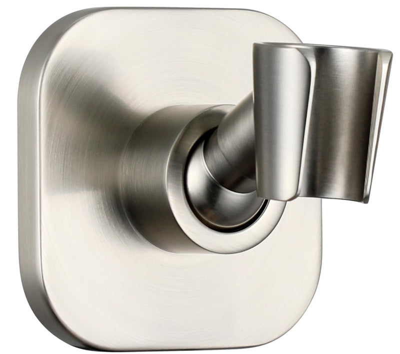 G-Promise Metal Handheld Shower Head Holder, Adjustable Wall Mount Shower Wand Bracket, Strong Adhesive Disc Mount or Drill Installation (Square, Brushed Nickel) Square