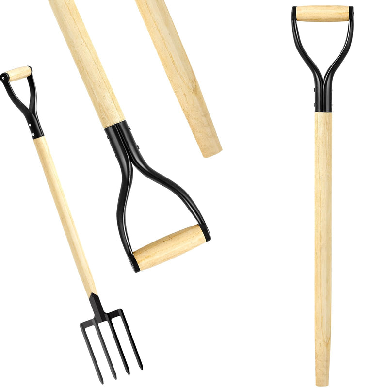 1 Pcs Pitchfork Spading Handle Replacement 30 Inch Wooden Shovel Handle Replacement D Shaped Pitch Fork Handles Tool Accessories for Shovel Scoop Hoe Rake Garden Digging 1