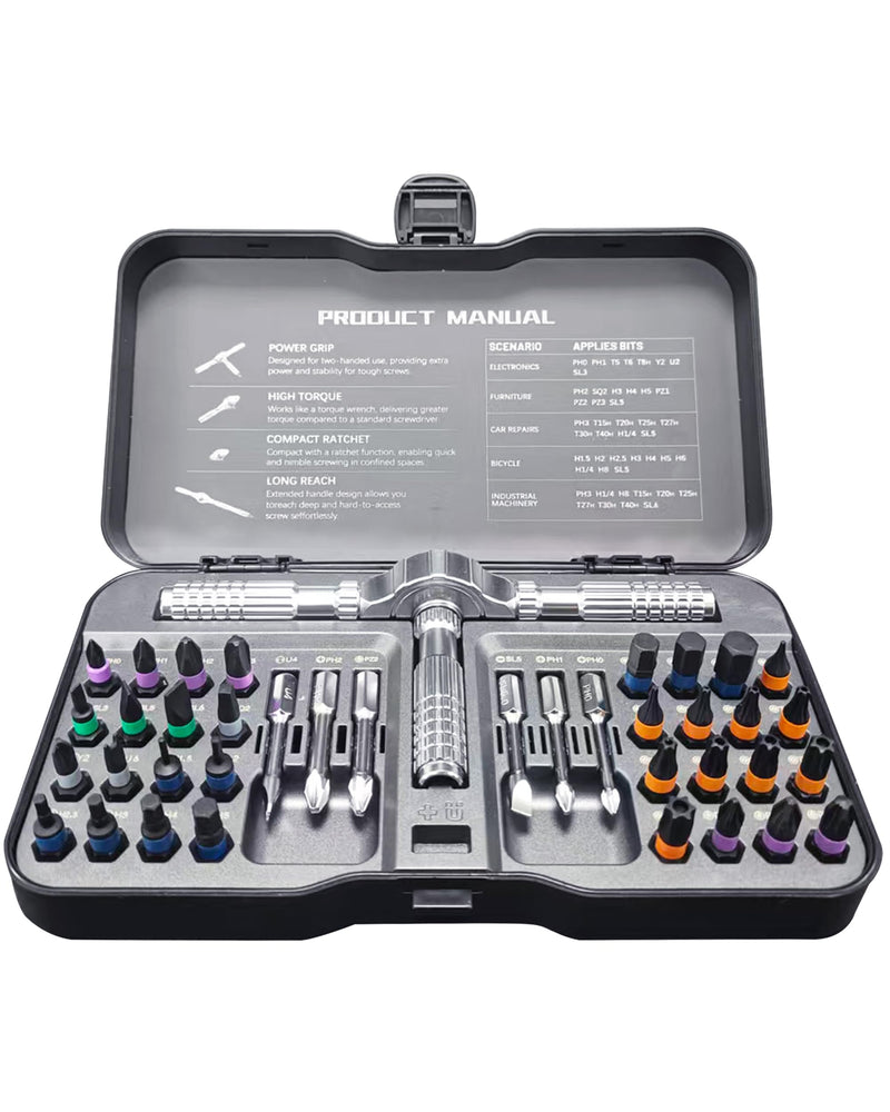 42 in 1 Ratchet Screwdriver Set, Strong Rustproof Magnetic Screwdriver Sets with Premium Storage Case, Ratcheting Screwdriver Set for Furniture Assembly and Disassembly, Glasses, Smart Phone Repair