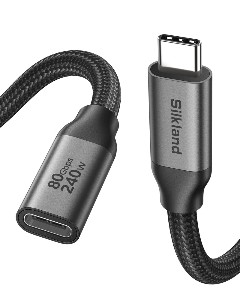 Silkland 80Gbps USB 4 Extension Cable for Thunderbolt 5/4, [240W Charging, 8K 60Hz] USB C Extender 3.3ft, 4K@540Hz Type C Male to Female Adapter Compatible for USBC Hub, iPhone 17/16, MacBook, iPad 3.3 Feet