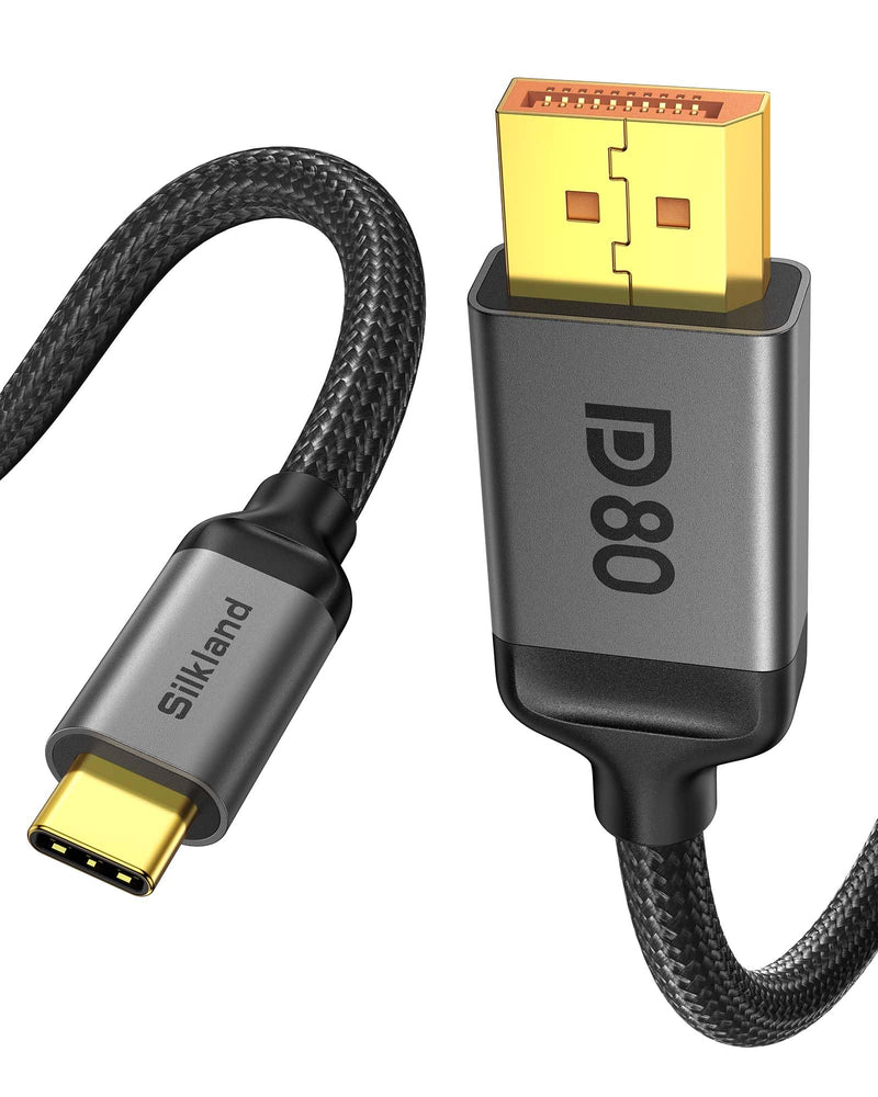 Silkland 80Gbps USB C to DisplayPort 2.1 Cable [16K@60Hz, 8K@240Hz, 4K@540Hz], Unidirectional Thunderbolt 5/4 to DisplayPort, USBC to DP for MacBook, Mac mini, Odyssey G8/G9, iPhone 17, 6.6FT 6.6 Feet