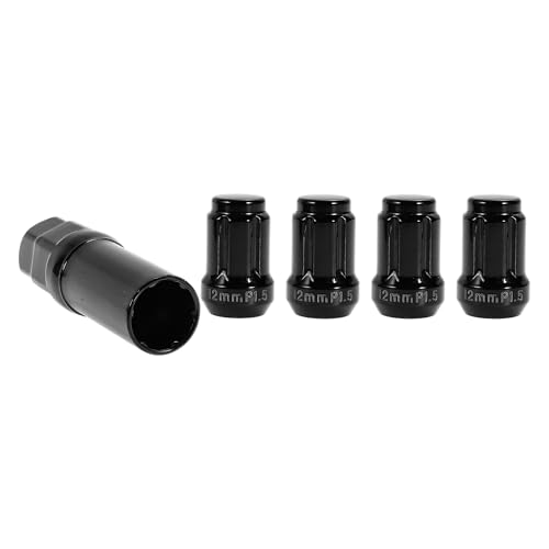 M12x1.5 Wheel Locking Nut with 1 Socket Key for Honda for Toyota Anti-Theft Tyre Tire Lock Nuts Removal Tool Black 1 Set
