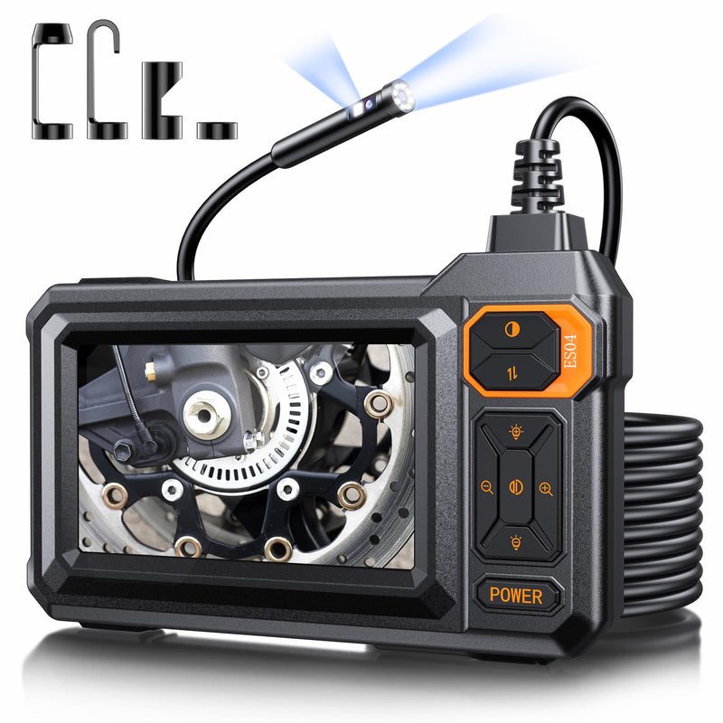 Dual Lens Endoscope Camera with Light, FFXET 4.3" IPS 1080P HD Inspection Camera, 8 Adjustable LEDs, 16.4ft Semi-Rigid Snake Cable, IP67 Waterproof, Borescope for Automotive,Sewer,HVAC,Wall, Men Tools 4.3'' Dual-Lens