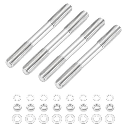 MECCANIXITY 4Set M10x85mm Double Ended Stud Screws, 304 Stainless Steel Dual Threaded Rod Bar Bolts Studs with Nut Washer for House Maintenance Structural Anchoring Fastening Screw 4