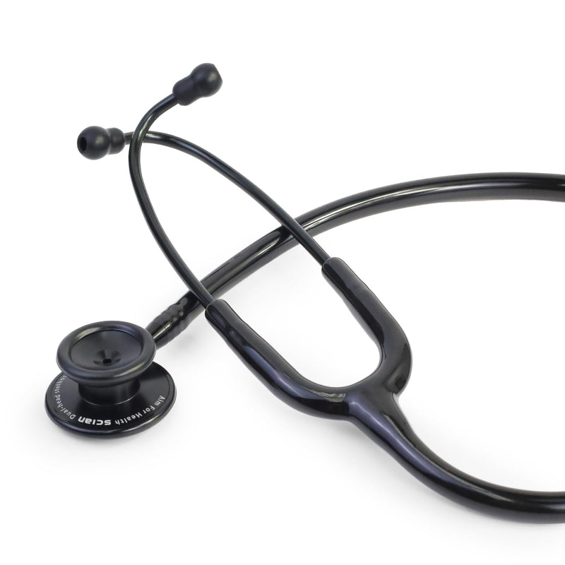 Scian Lightweight Stethoscope -Enhanced Acoustic, Satin-Flex Tube, Aluminum Featherlight Dual Head for Nurse Essentials, Black