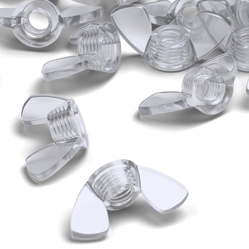 50x Clear Acrylic Plastic Butterfly Wing Nuts M5, Thumb Nuts