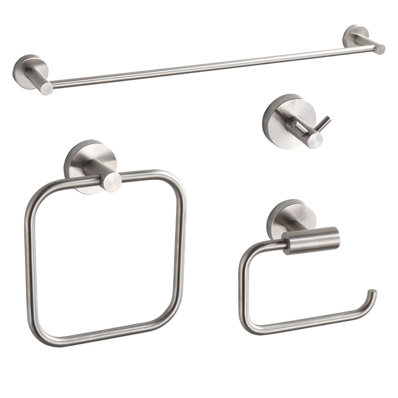 Bathroom Accessories Set 4 Piece Bathroom Hardware Set Stainless Steel 304 Brushed Nickel Bathroom Accessories Set Wall Mounted
