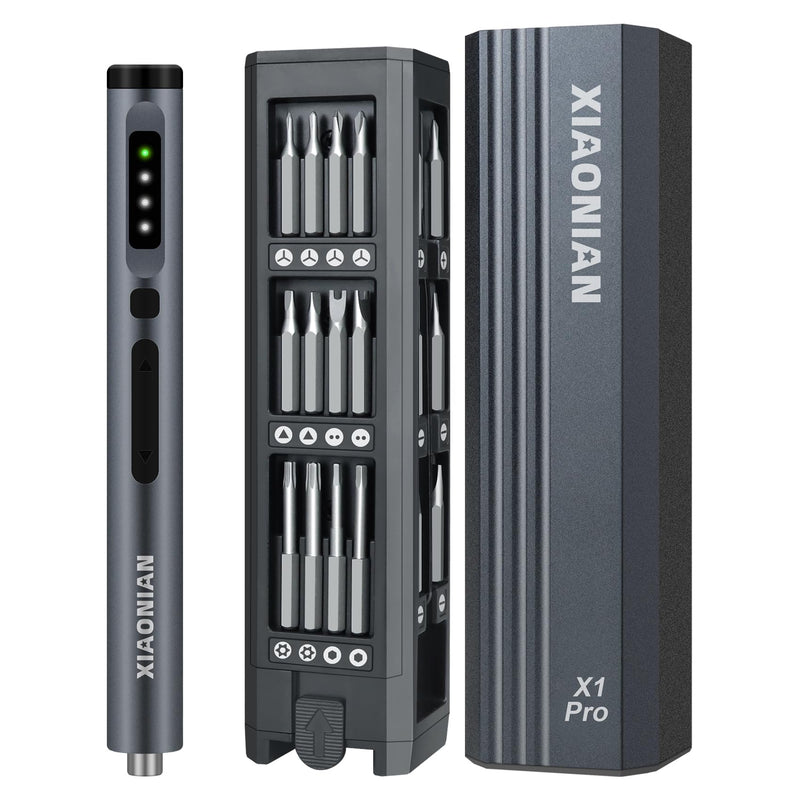 3.7V Precision Electric Screwdriver Set,50 IN 1 Small Power Magnetic Storage Mini Electric Screwdriver Cordless Set USB Charging Repair Tool Kit for Electronics Laptop Phone Camera Glasses Watch Grey - Standard Version
