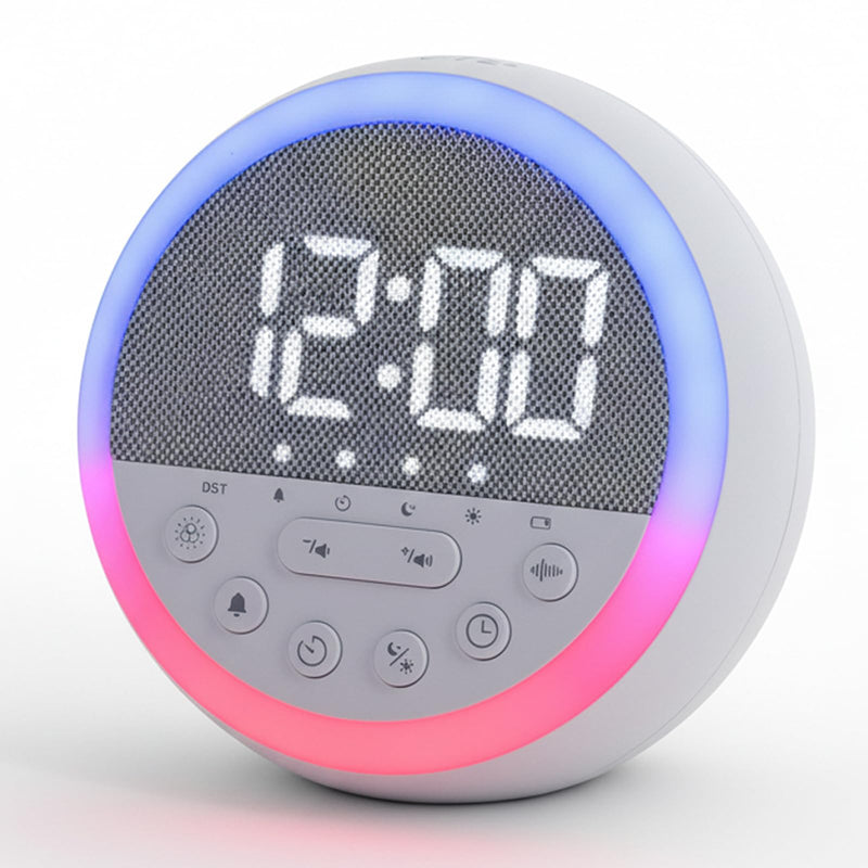 Sunrise Alarm Clock and Sound Machine Nightlight Adjustable Brightness, Rechargeable Wake Up Light Digital, Sleep Timer, Sleep Sounds, White Noise for Baby Kids Adults, Nature Soft Light for Bedroom Grey Height-10cm