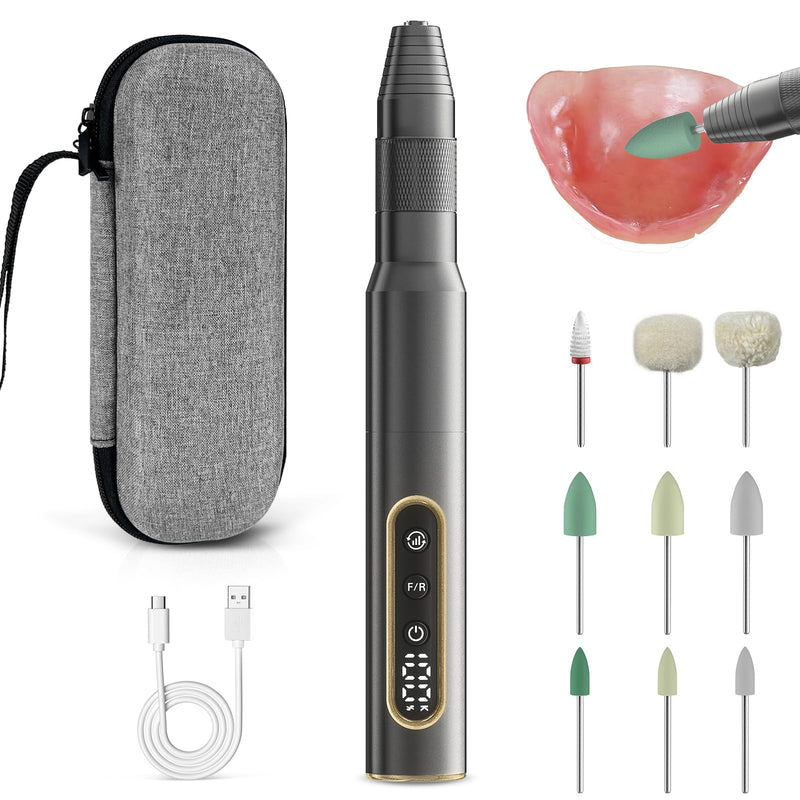 Cordless Mini Polisher, 30000RPM Portable Repair & Cleaning Kit for Acrylic & Soft Liners - Smooths Rough Edges, Removes Stains, Perfect Finish, Ideal Gift for Dad Mom Grandma Grandpa