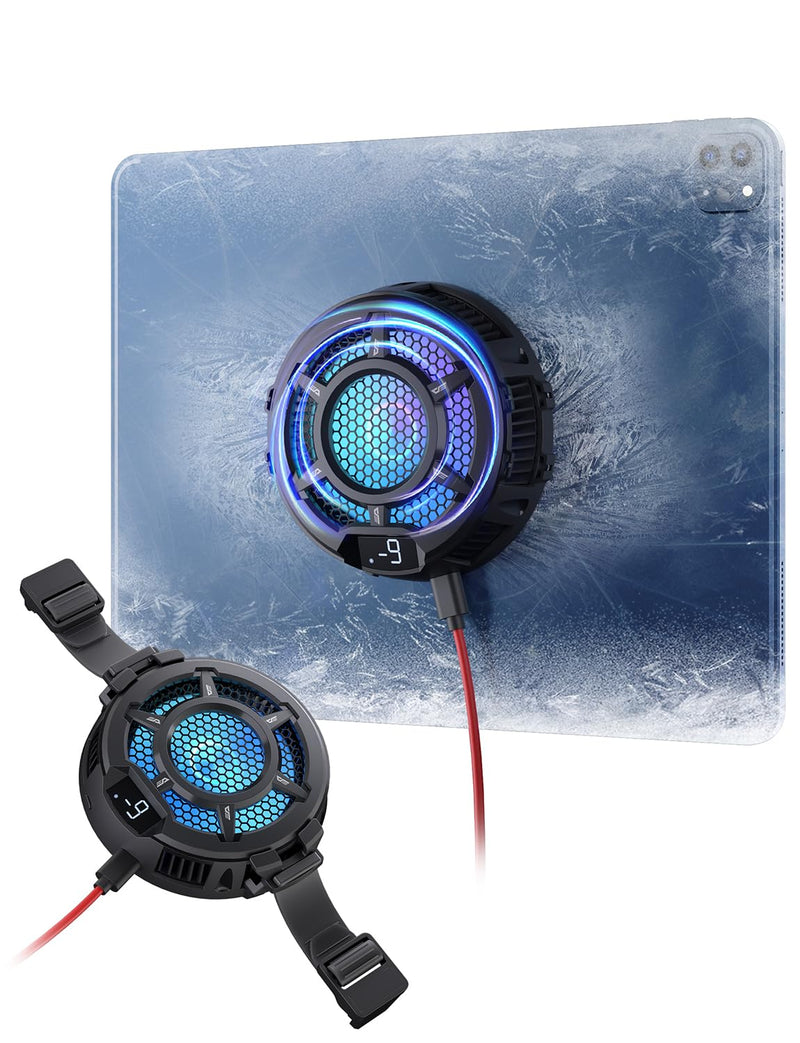 darkFlash iPad Cooler, Magnetic/Back Clip 2 in 1 Tablet Cooler for ipad/Surface pro/Samsung Tab, Steam Deck Fan, 30W Tablet Cooling Case with Temperature Display for Gaming, Live Streaming (GT-PRO)